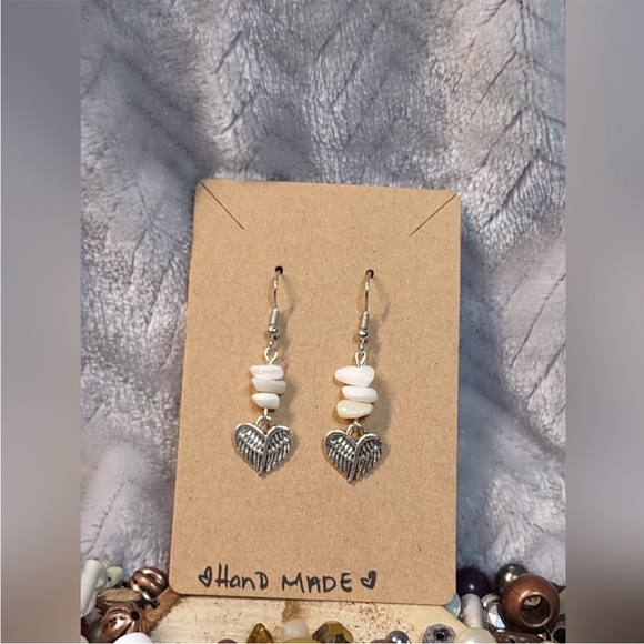 Opal Angel Wing Artisan Earrings Handmade - Picture 12 of 16